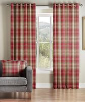 1 Pair Of Tartan Check Kirkwall Eyelet Curtains - Red