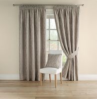 Chenille Meadow Lined Pencil Pleat Curtains - Mineral