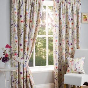 Helen Floral Print Lined Pencil Pleat Curtains - Multi