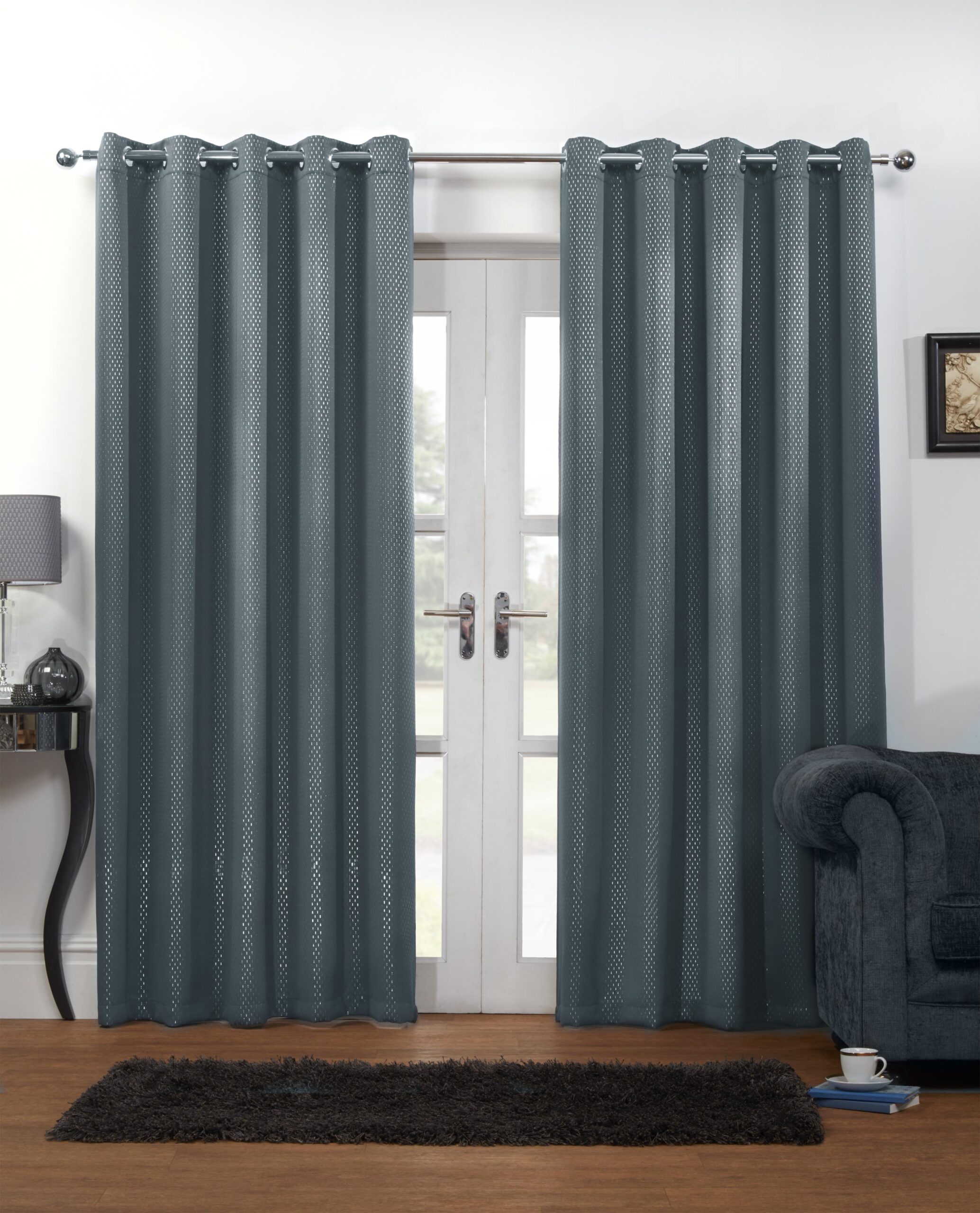 Carbon Eyelet Curtains GREY - Image 2