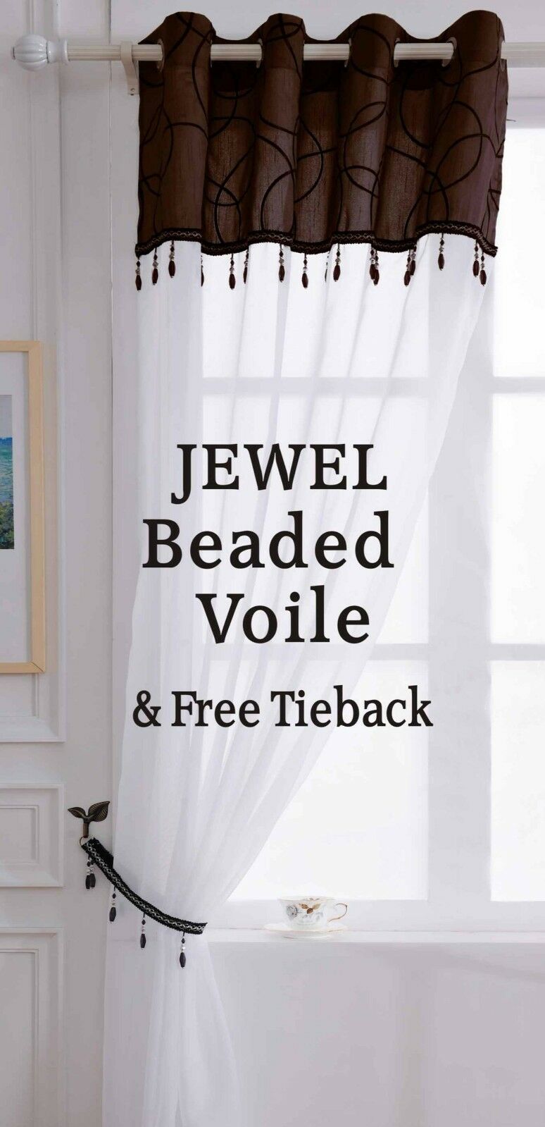 CLEARANCE Beaded Jewel Eyelet Panel CHOCOLATE - Image 2