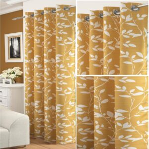 LAURAL Leaf Floral Voile Eyelet Panel OCHRE