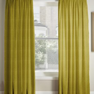 Alternative view of Luxury Velvet 3" Pencil Pleat Lined Curtains CELERY