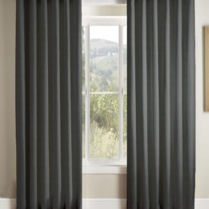 Alternative view of Luxury Velvet Eyelet Lined Curtains GRAPHITE