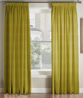 Luxury Velvet 3" Pencil Pleat Lined Curtains CELERY