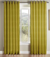 Luxury Velvet Eyelet Lined Curtains CELERY