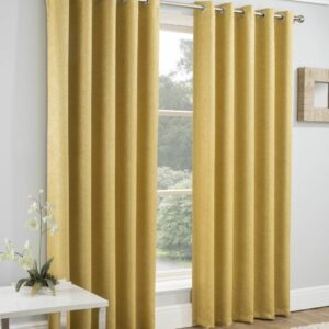 1 Pair Of Vogue Eyelet Ready Made Curtains - Ochre