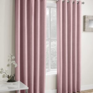 1 Pair Of Vogue Eyelet Ready Made Curtains - Blush