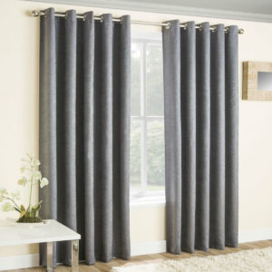 1 Pair Of Vogue Eyelet Ready Made Curtains - Grey