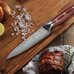Alternative view of Higoshi Damascus VG-10 UTILITY KNIFE 67 Layer 5" Blade