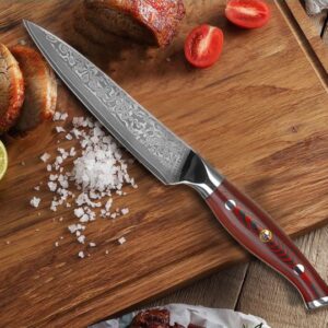 Higoshi Damascus VG-10 UTILITY KNIFE 67 Layer 5" Blade