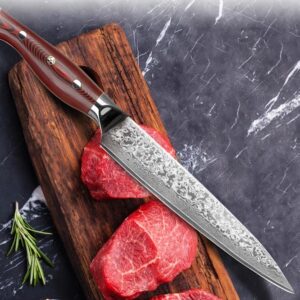 Higoshi Damascus VG-10 SLICING KNIFE 67 Layer 8" Blade