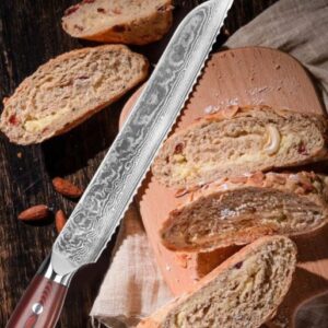 Alternative view of Higoshi Damascus VG-10 BREAD KNIFE 67 Layer  - 8" Blade