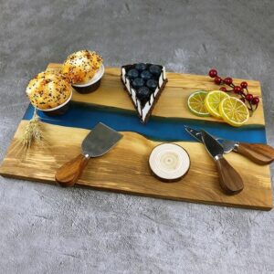 1 x Higoshi Rectangle Eco Friendly Olive Wood & Epoxy Resin Serving Board