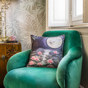 Alternative view of The Chateau By Angel Strawbridge Moonlit Lily Garden Cushion