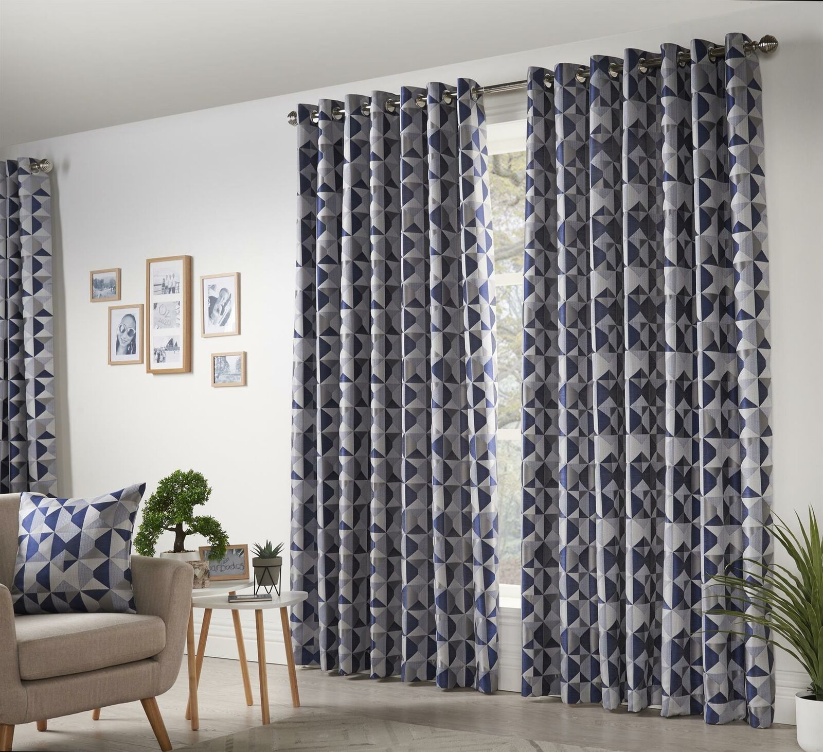 Kandi Eyelet Header Curtains NAVY