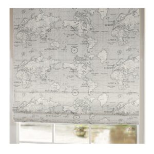 Maps Charcoal Roman Blind