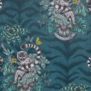 Lemur Wallpaper Navy