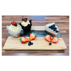 1 x Charcuterie Rectangle Eco Friendly Olive Wood & Grey Resin Serving Board