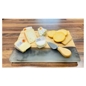1 x Rectangle Small Cheese Resin Board Olive Wood & Smoked Resin Serving Board