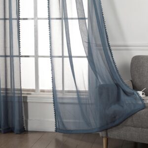 Alternative view of 1 Pair Of Pom Pom Eyelet Panel DENIM BLUE