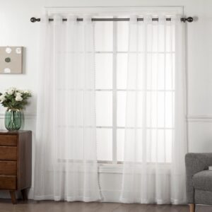 1 Pair Of Pom Pom Eyelet Panel WHITE