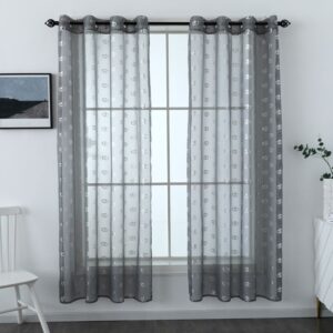 Alternative view of Entwined Heart Eyelet Panel 54" Drop - Silver / Grey