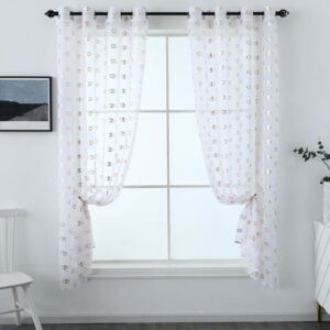 Entwined Heart Eyelet Panel 54" Drop - Rose Gold / White