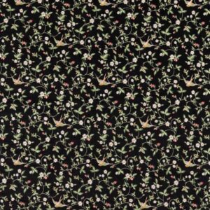WILD STRAWBERRY Embroidery Fabric Sold By The Meter - NOIR