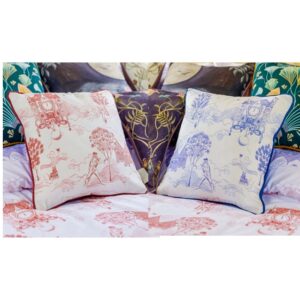 The Chateau By Angel Strawbridge - TOILE Blue or Red Cushion Cover