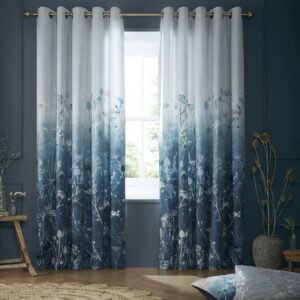 Clarissa Hulse Tanias Garden Lined Eyelet Curtains - Midnight