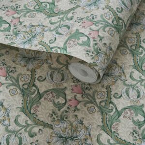 William Morris Golden Lily Wallpaper - Linen / Blush
