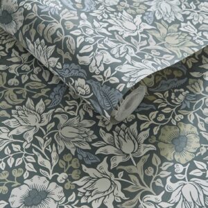 William Morris Mallow Wallpaper - Slate / Dove