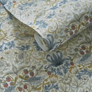 William Morris Strawberry Thief Wallpaper - Linen / Plum
