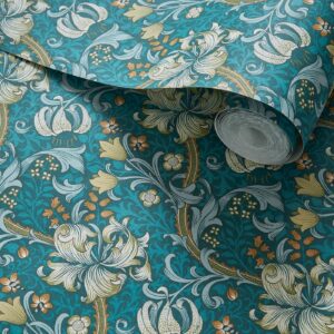 William Morris Mallow Wallpaper - Teal