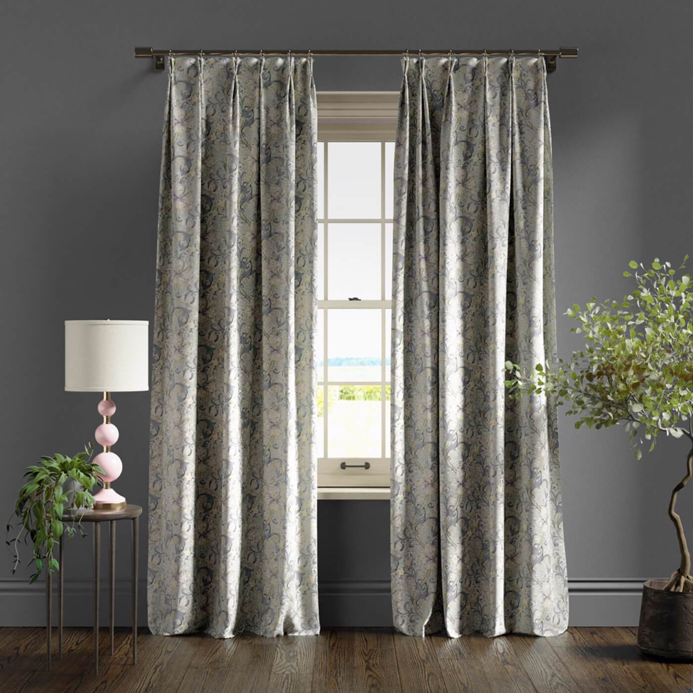 William Morris Golden Lily Fabric Sold By The Meter - Slate/Dove - Image 3