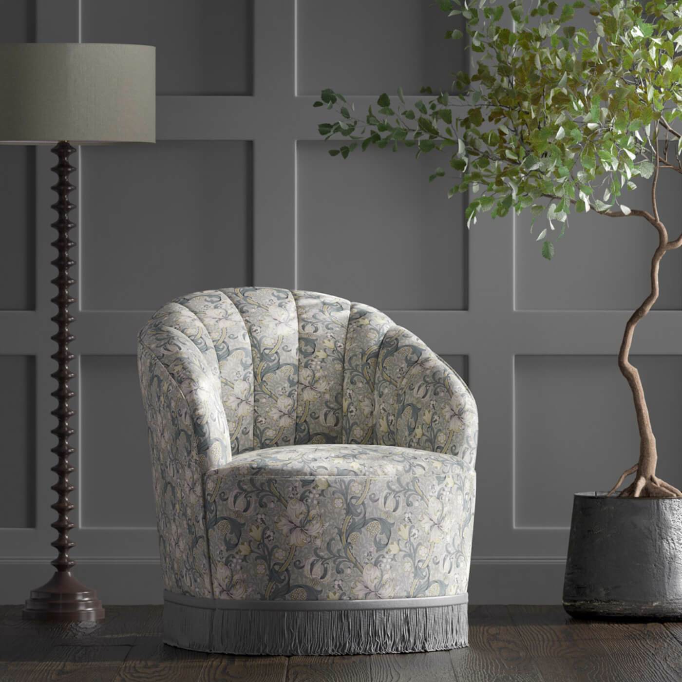 William Morris Golden Lily Fabric Sold By The Meter - Slate/Dove - Image 2