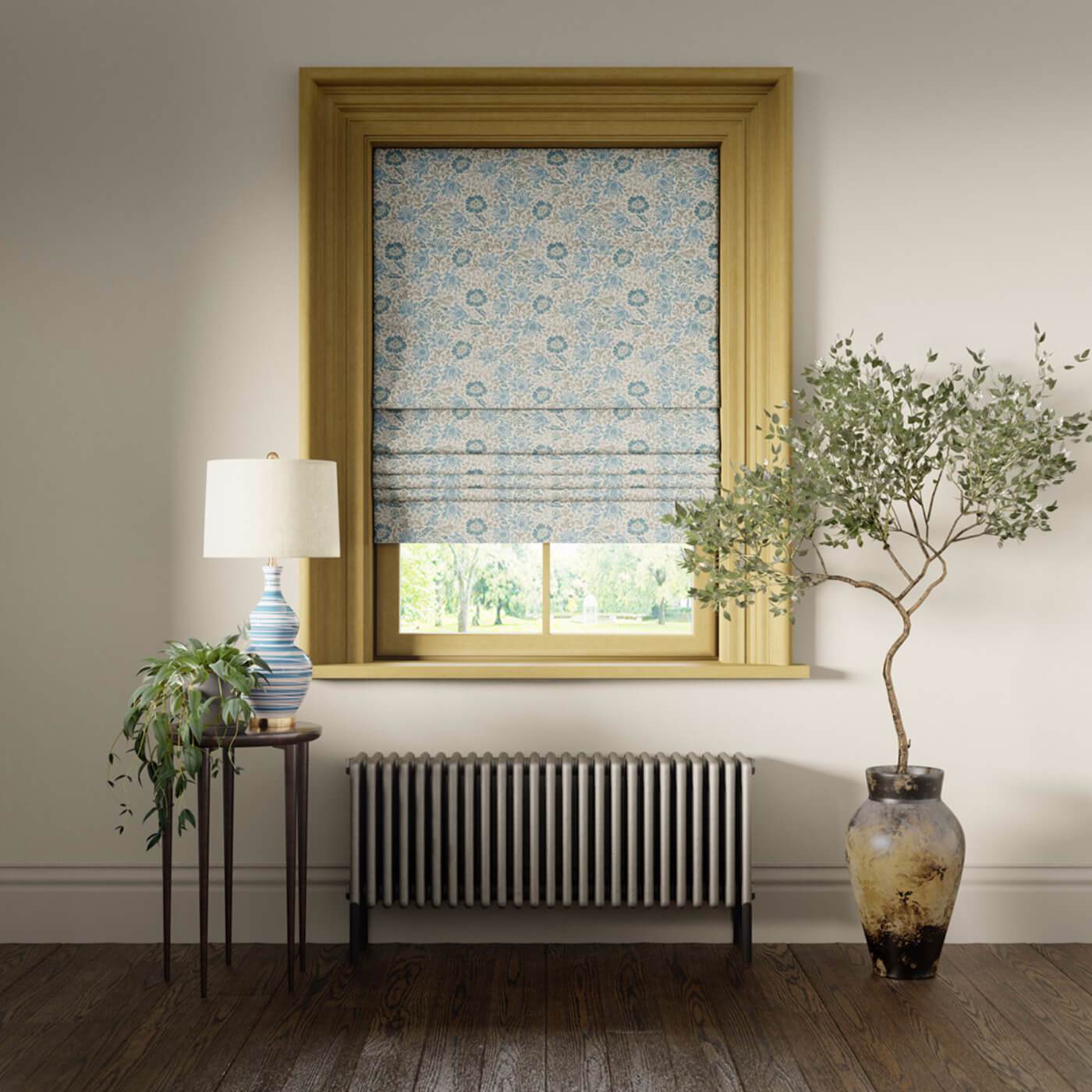 William Morris Mallow Fabric Sold By The Meter - Denim/Ivory - Image 4