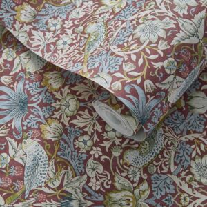 William Morris Strawberry Thief Wallpaper - Plum