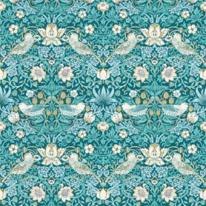 Alternative view of William Morris Strawberry Thief Wallpaper - Teal