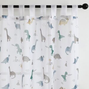 Dinosaur Sheer Tab Top Voile Panel - 3 Drop Sizes