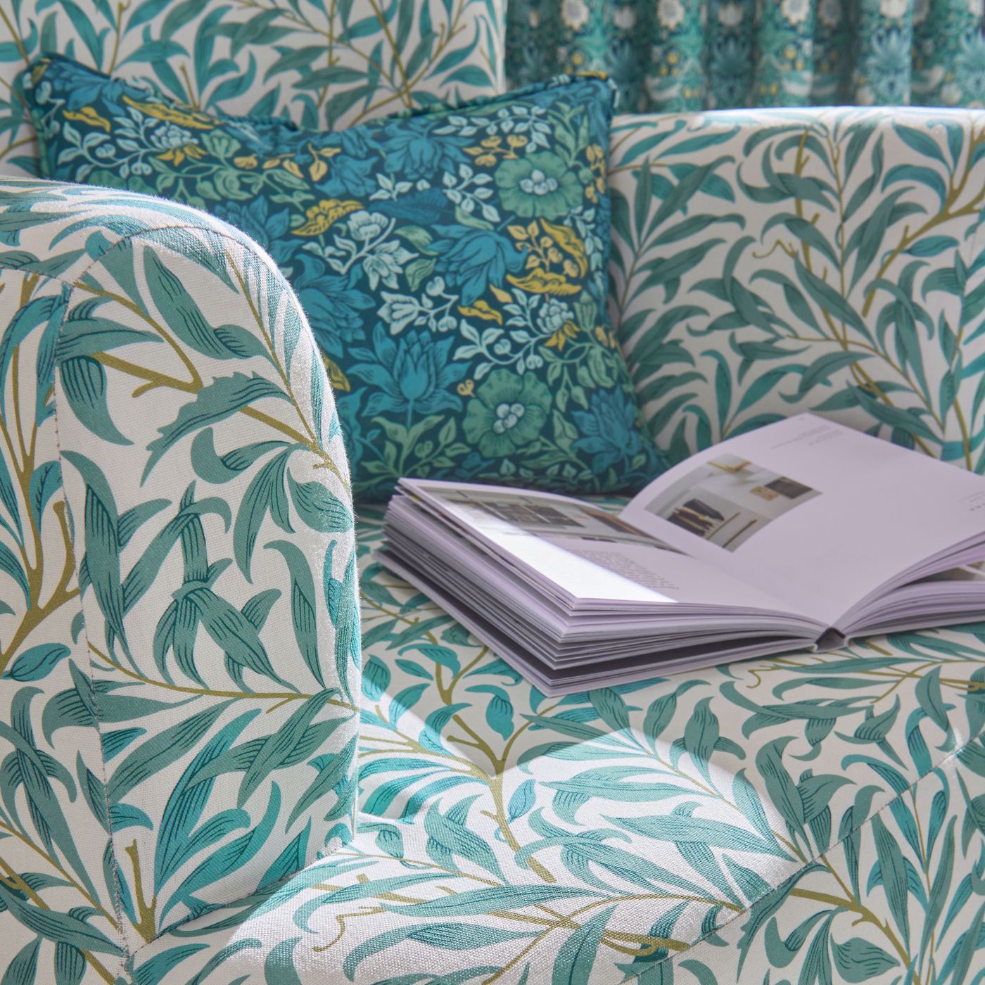William Morris Willow Boughs Fabric Sold By The Meter - Teal - Image 2