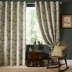 Clarissa Hulse Wild Chervil Lined Eyelet Curtains - Sedum Green