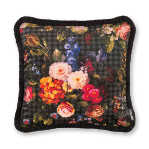 Clearance - Paloma Faith Mordern Floral Black Cushion 43 x 43cm - 2 Fillings