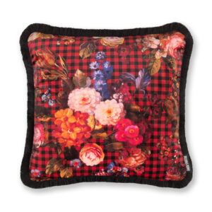 Clearance - Paloma Faith Mordern Floral Red Cushion 43 x 43cm - 2 Fillings
