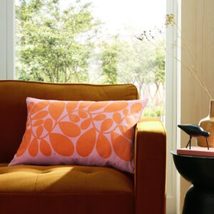 Alternative view of Orla Kiely Sycamore Stripe Cushion - Tomato / Pink