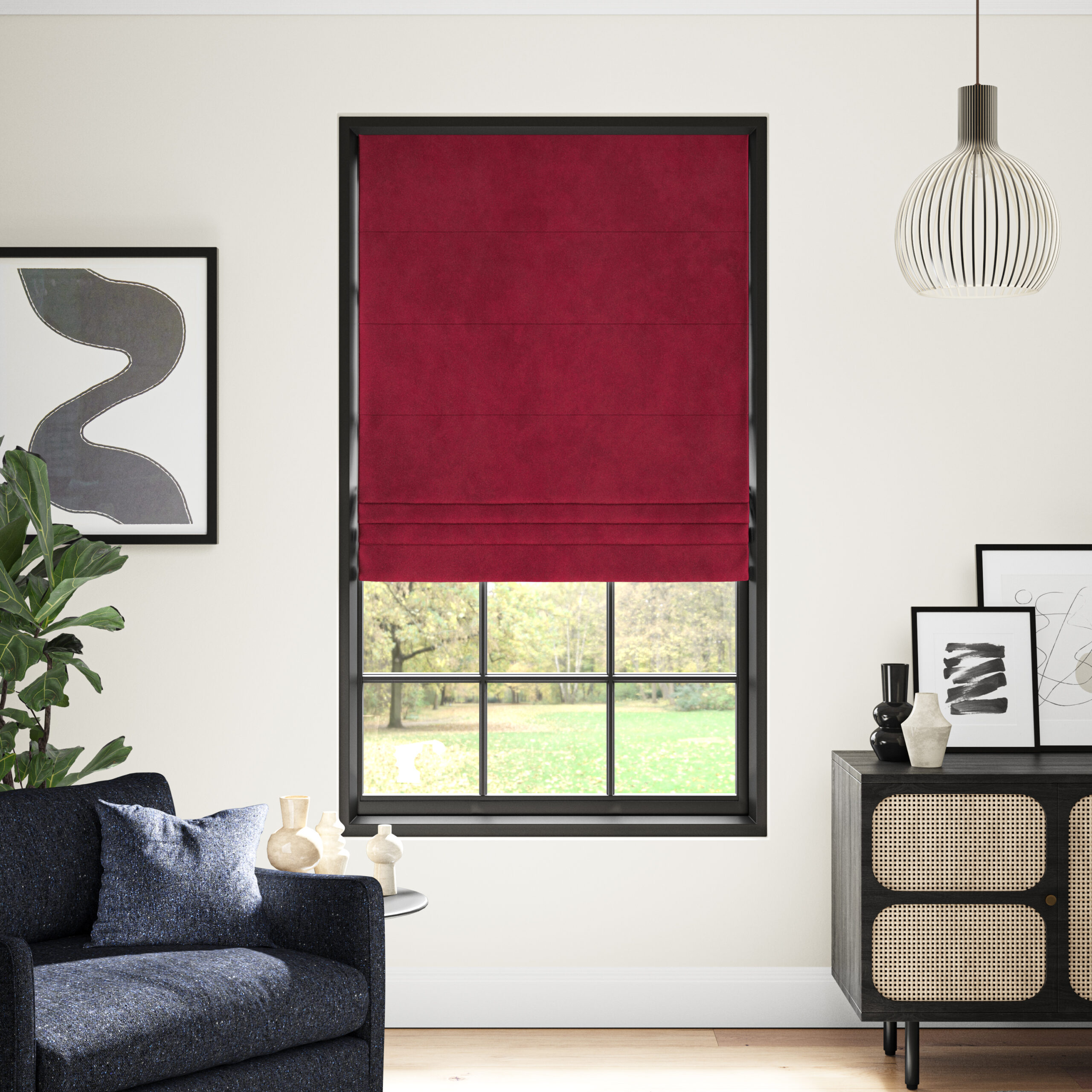 BEXLEY VELOUR Roman Blind - CRIMSON - Image 4