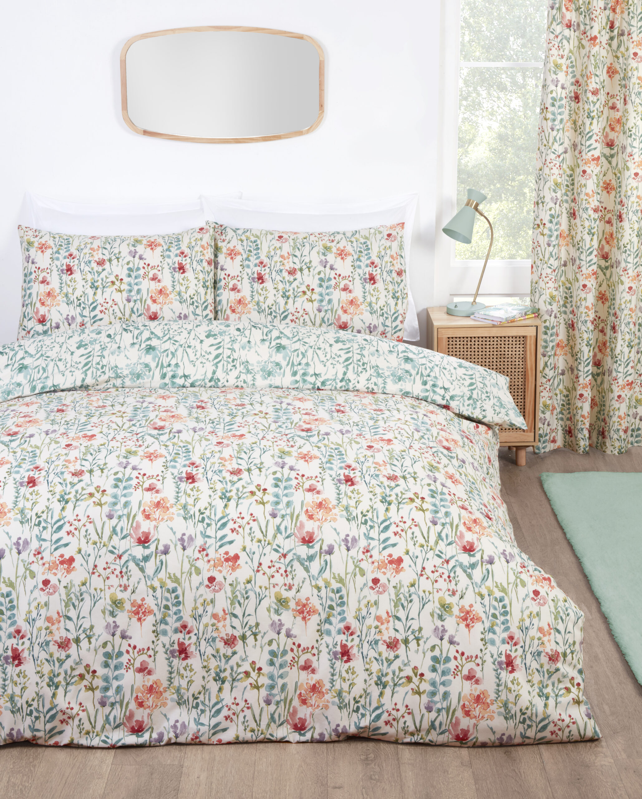 Amy Multi Watercolour Floral Design Bedding Duvet Set