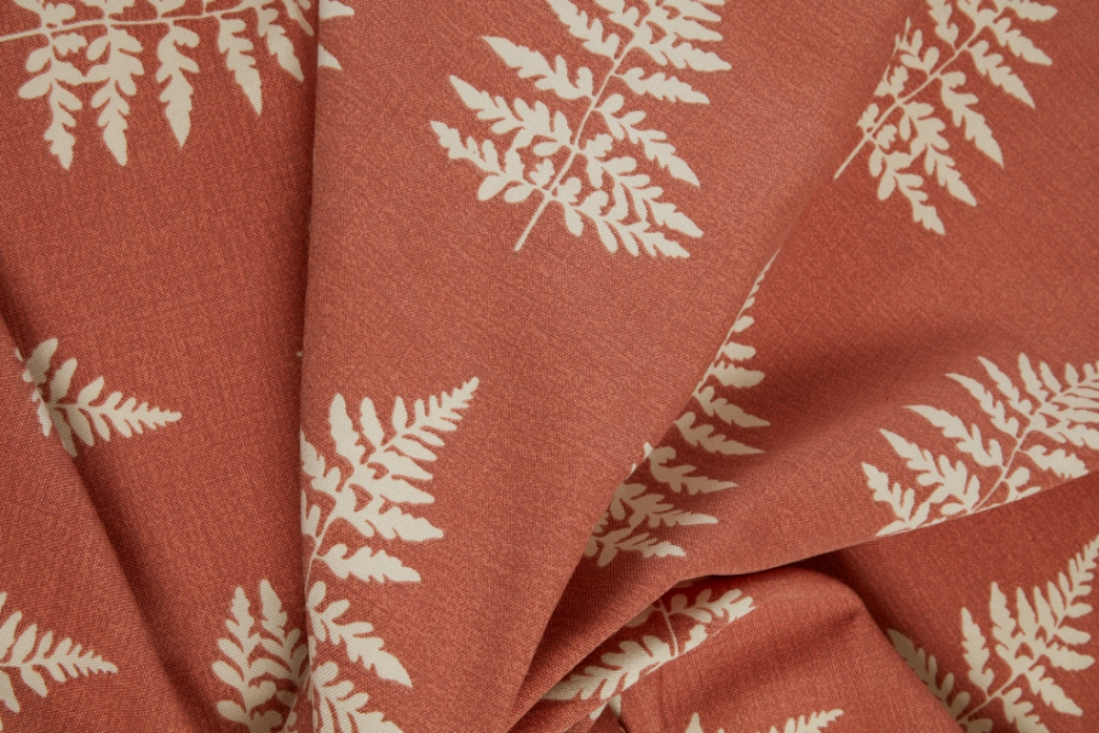 Asher Fern Leaf Design Eyelet Header Lined Curtains - Terracotta - Image 3