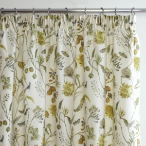 Alternative view of Grace Floral Butterflies Trail Pencil Pleat Lined Curtains - Fennel